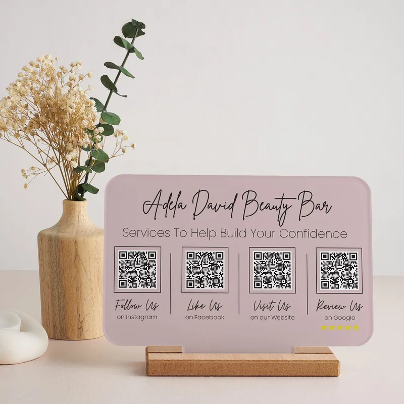 Multi QR Code Like, Follow, Comment Social Media Interaction Plaque