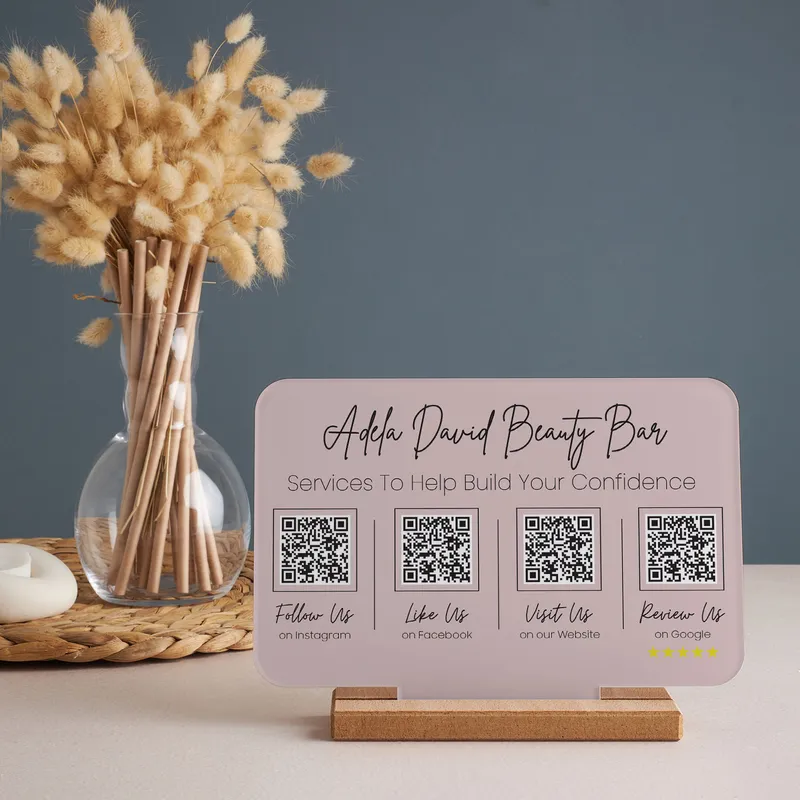 Multi QR Code Like, Follow, Comment Social Media Interaction Plaque