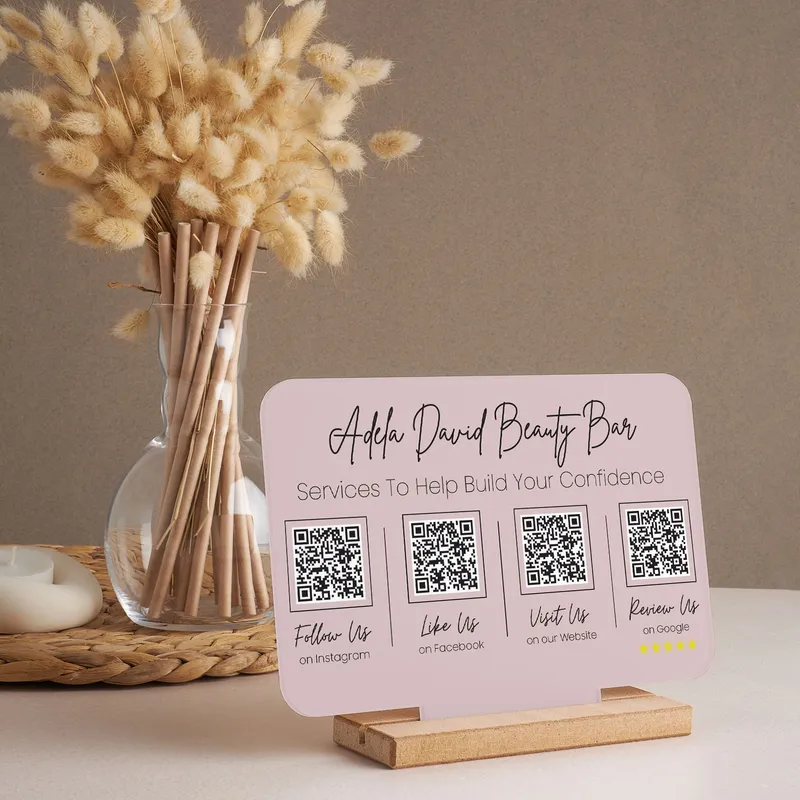 Multi QR Code Like, Follow, Comment Social Media Interaction Plaque