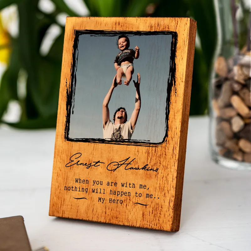 My Hero Father Gift for Dad Solid Wooden Decorative Frame