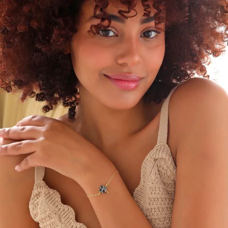 Mystic Topaz 4 Leaf Clover Silver Bracelet