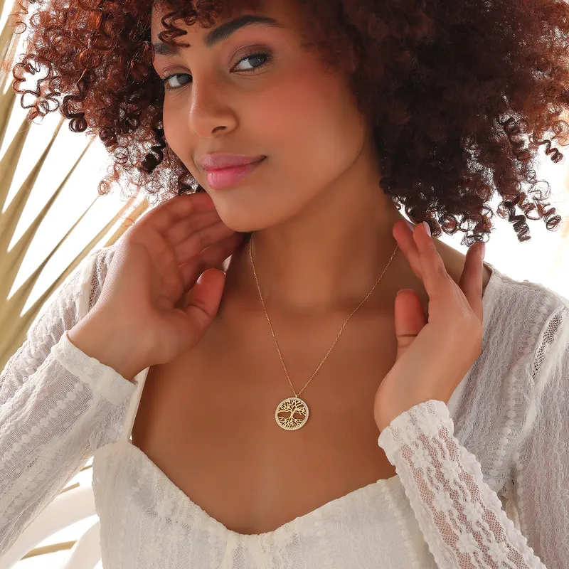 Mythological Tree Pendant Gold Plated Necklace