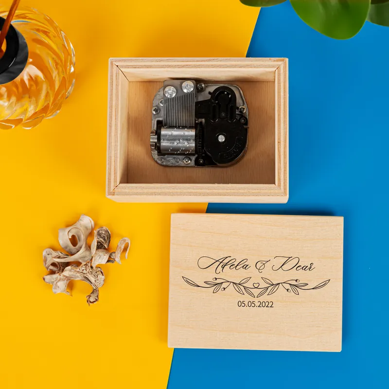 Name and Date Personalized Wooden Music Box