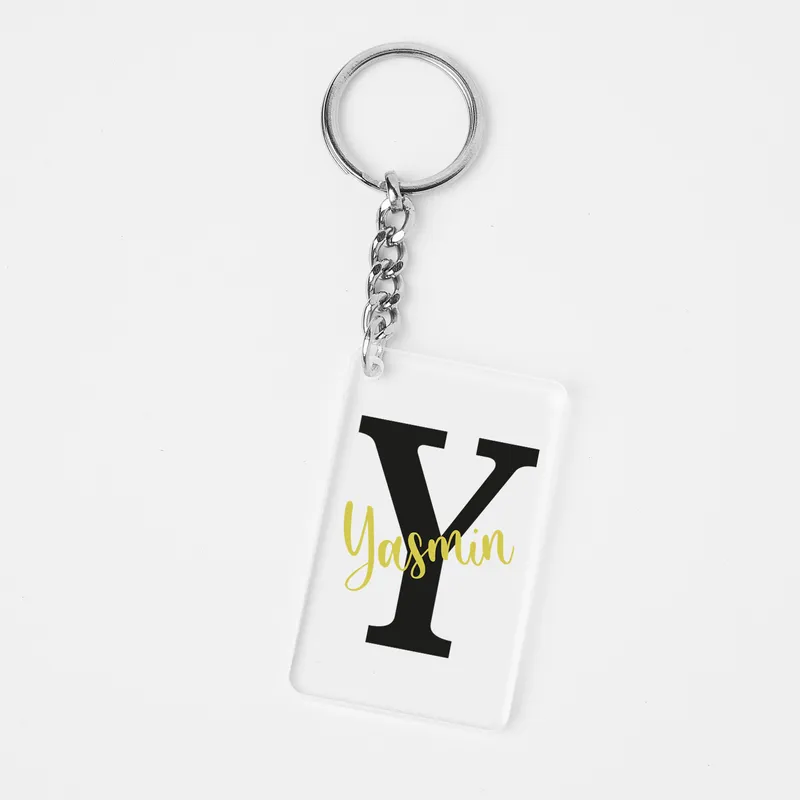 Name and Initial Printed Clear Plexiglass Keychain