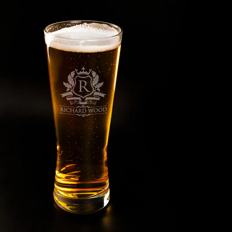 Name and Letter Engraved Beer Glass