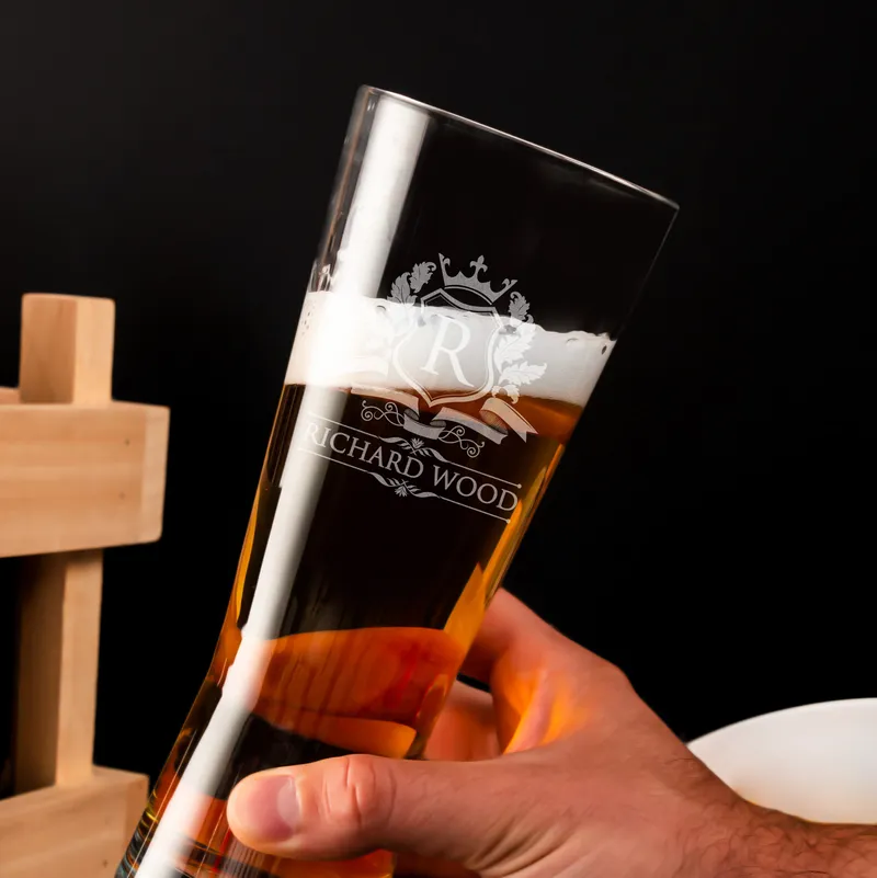 Name and Letter Engraved Beer Glass