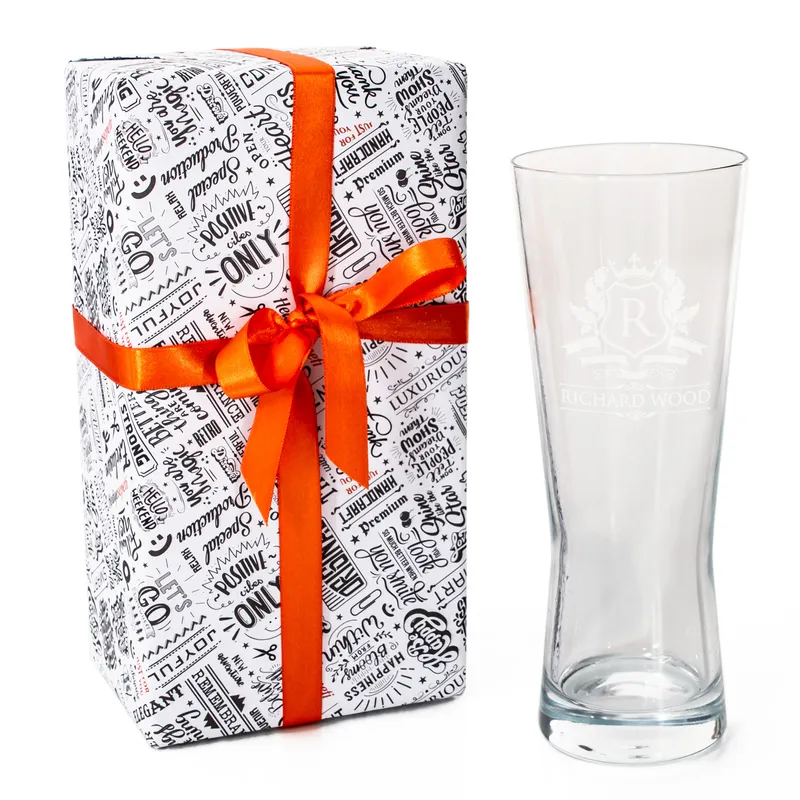 Name and Letter Engraved Beer Glass