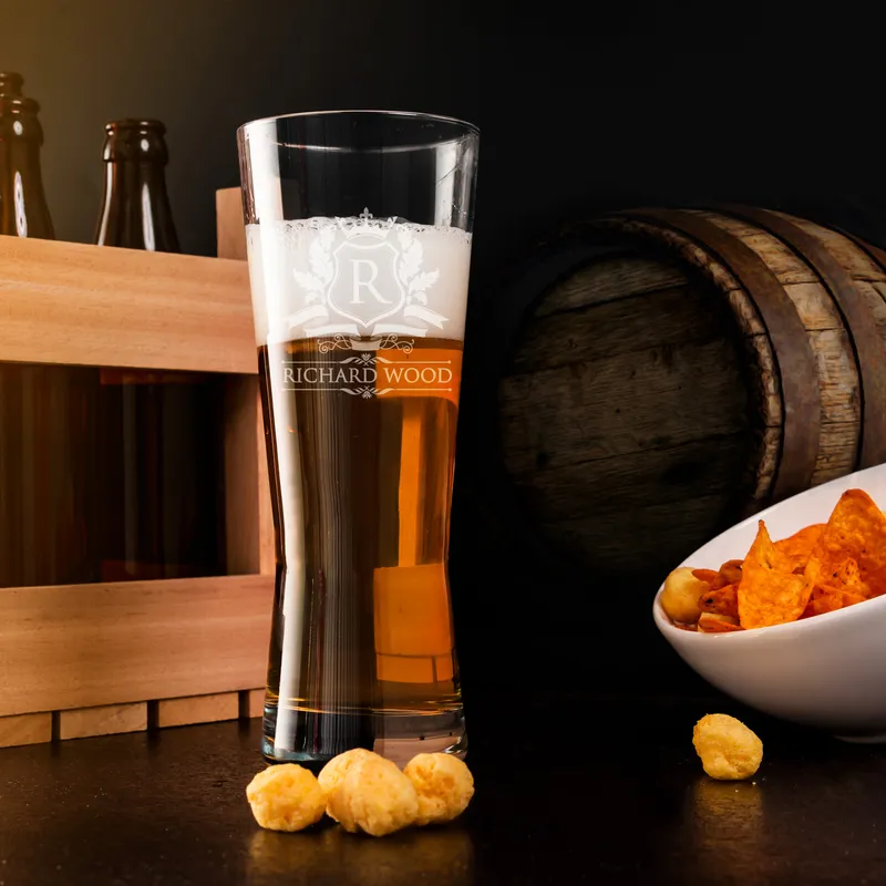 Name and Letter Engraved Beer Glass
