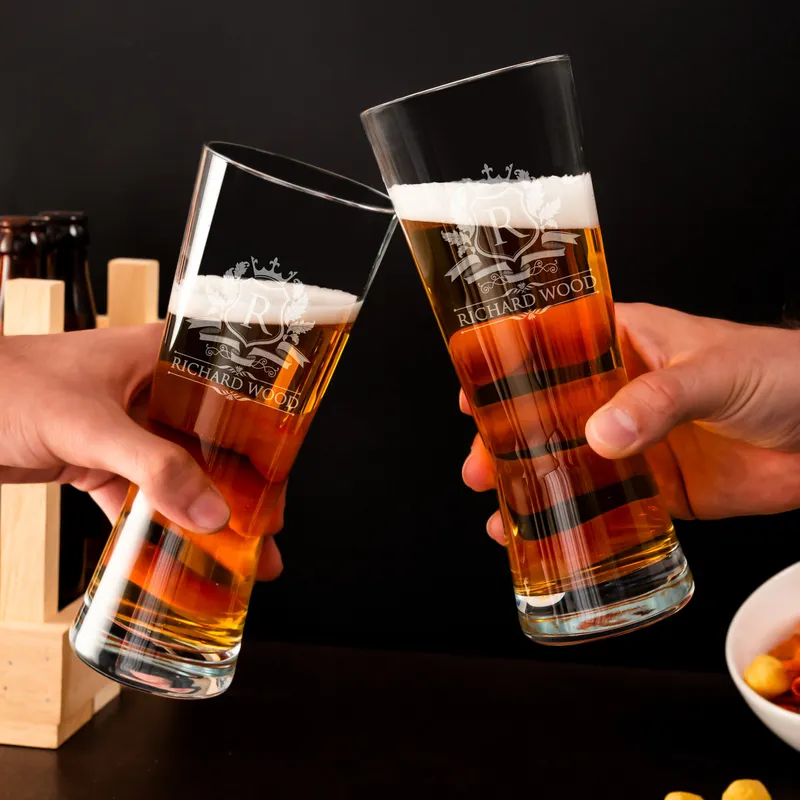 Name and Letter Engraved Beer Glass