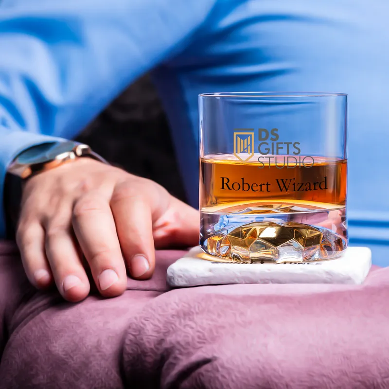 Personalised Whiskey Glass Set with Wooden Box and Cooling Stones