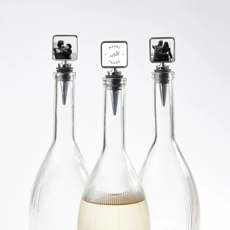 Name and Photo Personalized Wine Bottle Cap Set 3 pcs