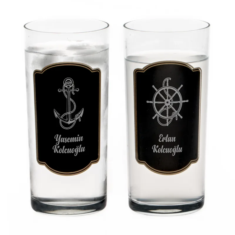 Nautical-Themed Personalised Rakı Glass and Carafe Set