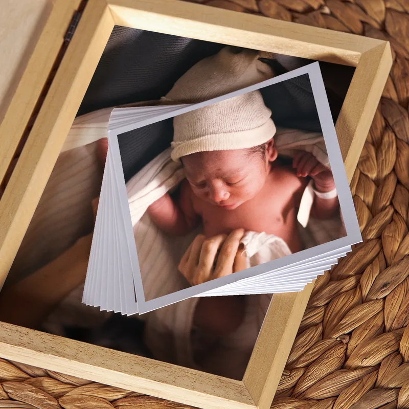 New Born Baby Hinged Wooden Photo Frame Gift Box with Personalized Picture