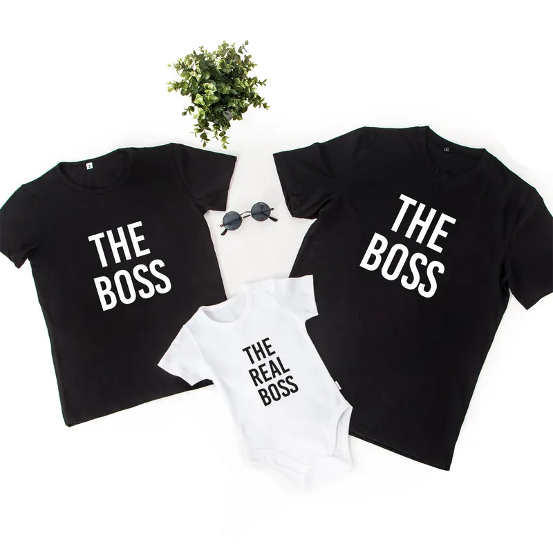 New Parents' Special The Boss Print 3-Piece Family T-Shirt Combo