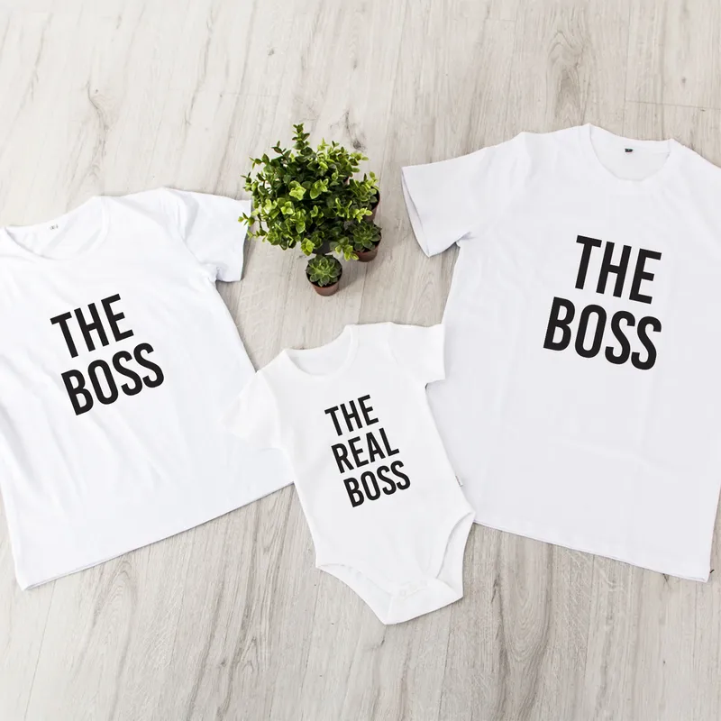 New Parents' Special The Boss Print 3-Piece Family T-Shirt Combo