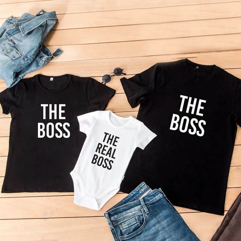 New Parents' Special The Boss Print 3-Piece Family T-Shirt Combo