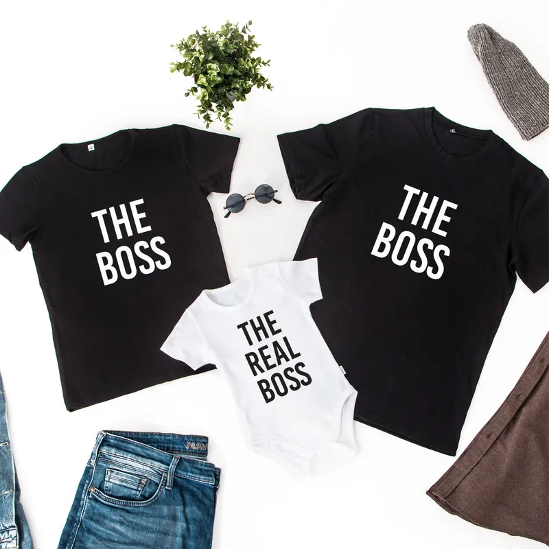 New Parents' Special The Boss Print 3-Piece Family T-Shirt Combo
