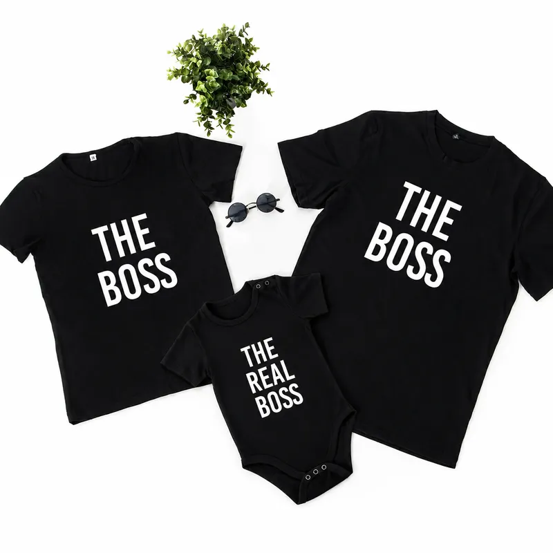 New Parents' Special The Boss Print 3-Piece Family T-Shirt Combo