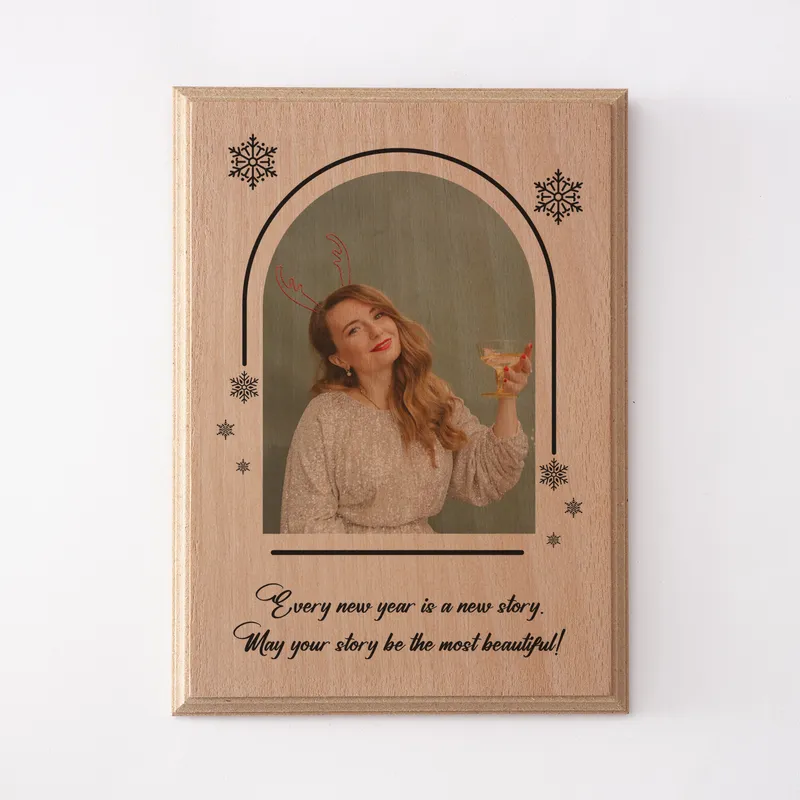 New Year's Custom Photo Wood Frame Keepsake