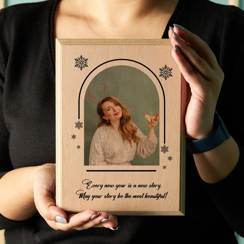 New Year's Custom Photo Wood Frame Keepsake