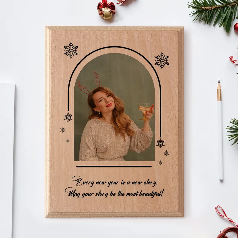New Year's Custom Photo Wood Frame Keepsake