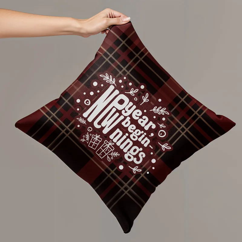 Festive New Year Decorative Cushion Cover Set of 4