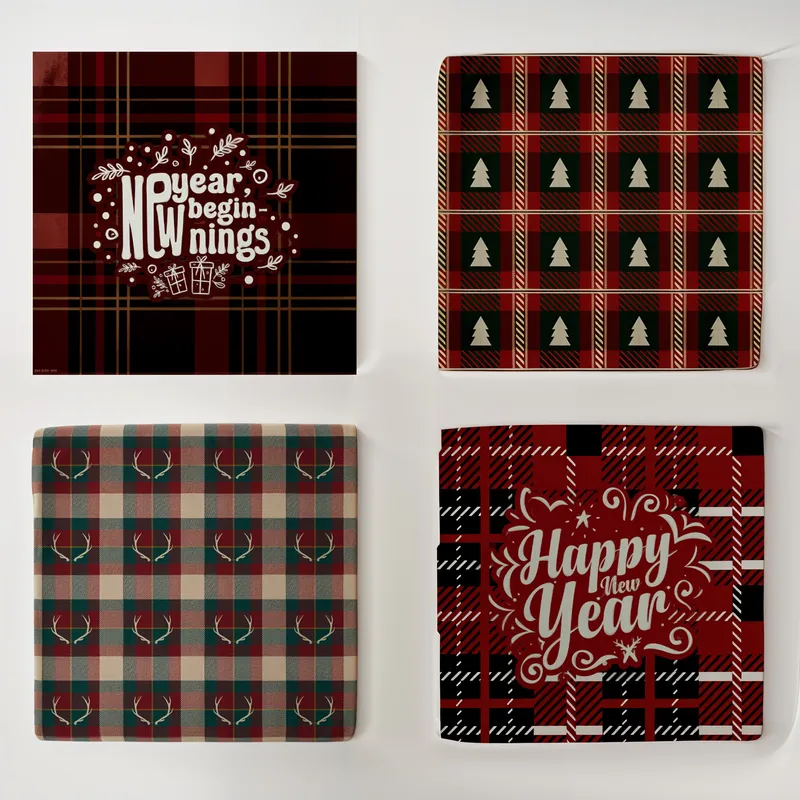 Festive New Year Decorative Cushion Cover Set of 4