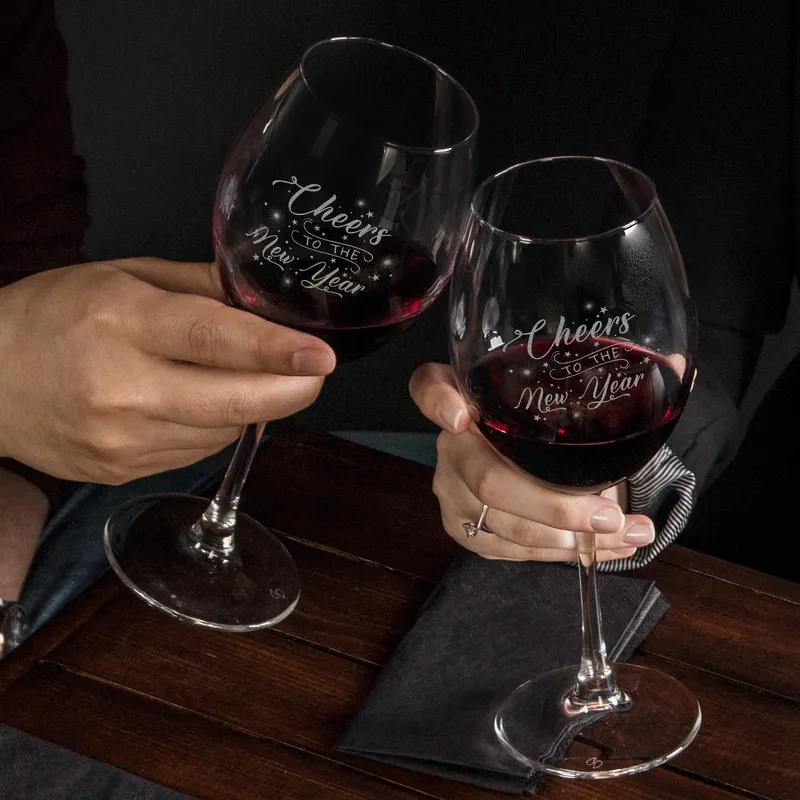 Personalised New Year's Wine Glass Set for Couples