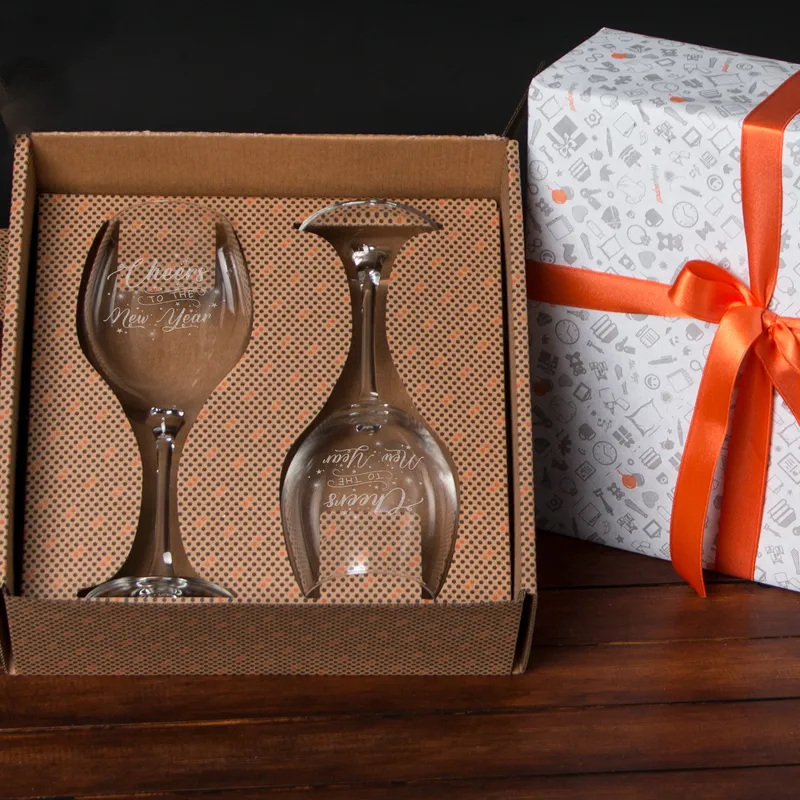 Personalised New Year's Wine Glass Set for Couples