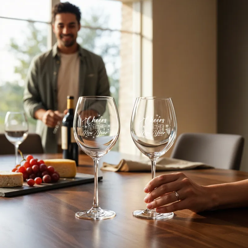 Personalised New Year's Wine Glass Set for Couples
