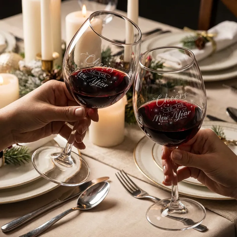 Personalised New Year's Wine Glass Set for Couples