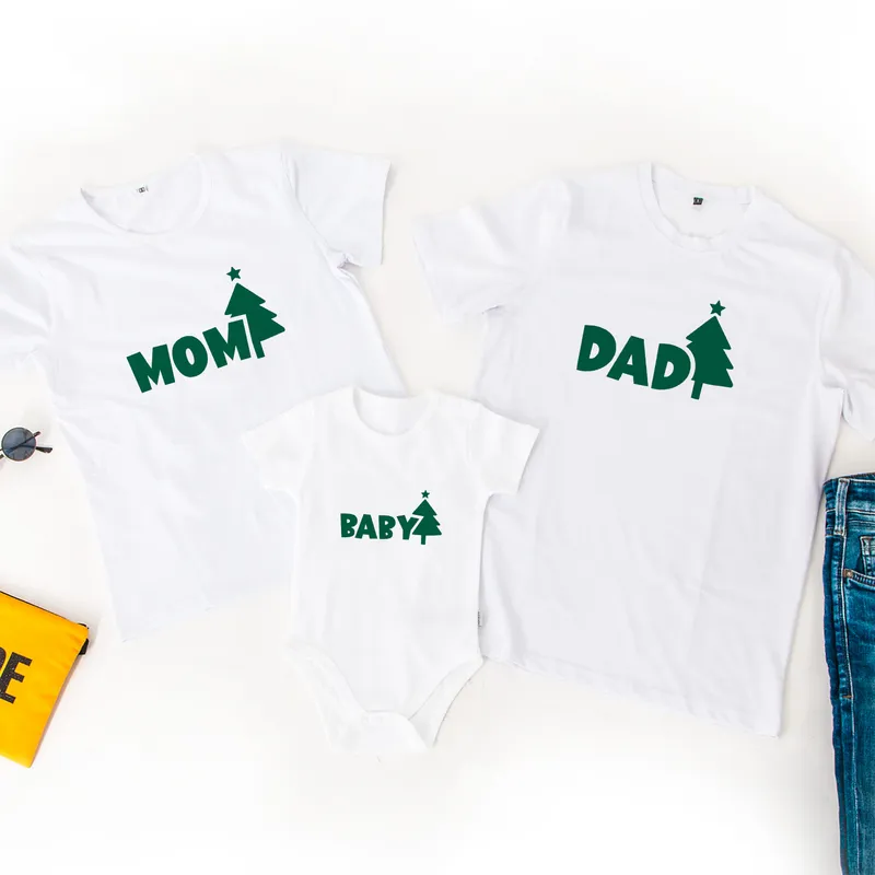 New Year's Family Matching Tree Design Set for Parents and Baby