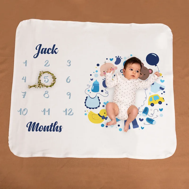 Newborn Baby Boy Gifts Baby Monthly Photo Blanket