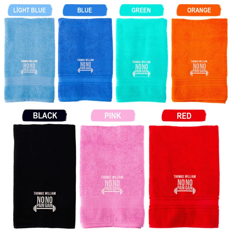 No Pain No Gain Design Personalized Sports Towel With Name