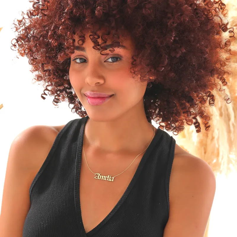 Old English Font Silver Name Necklace