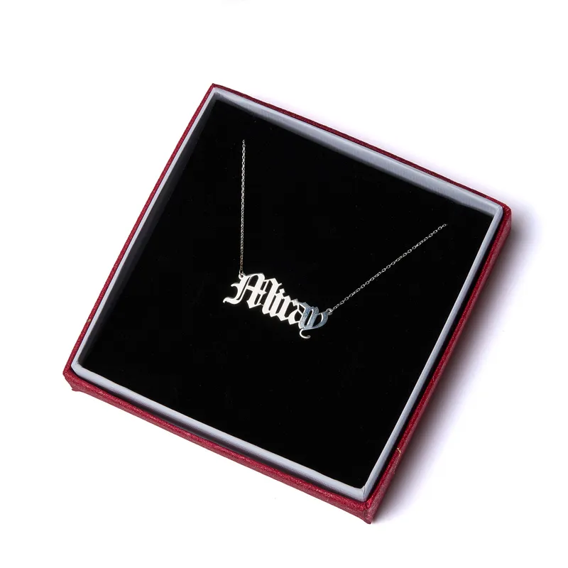 Old English Font Silver Name Necklace