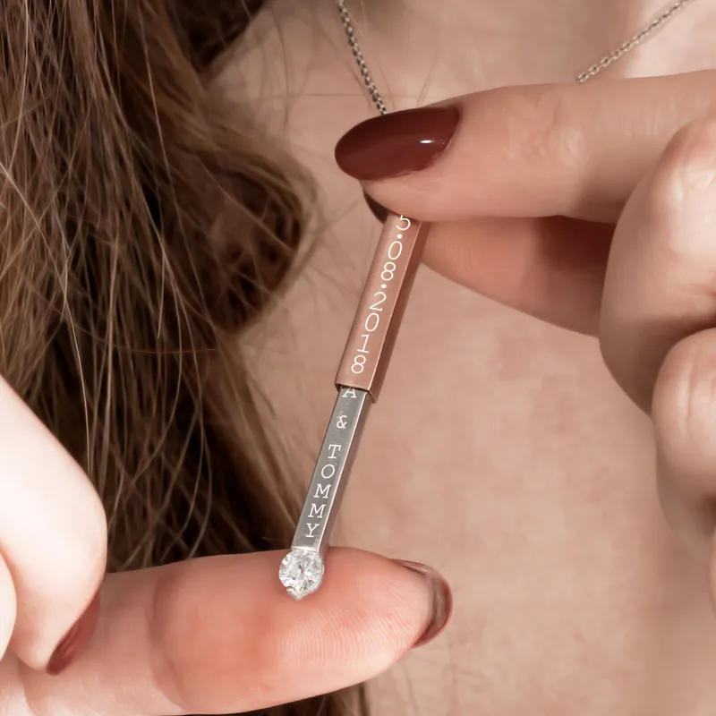 Open Bar Silver Necklace with Secret Name