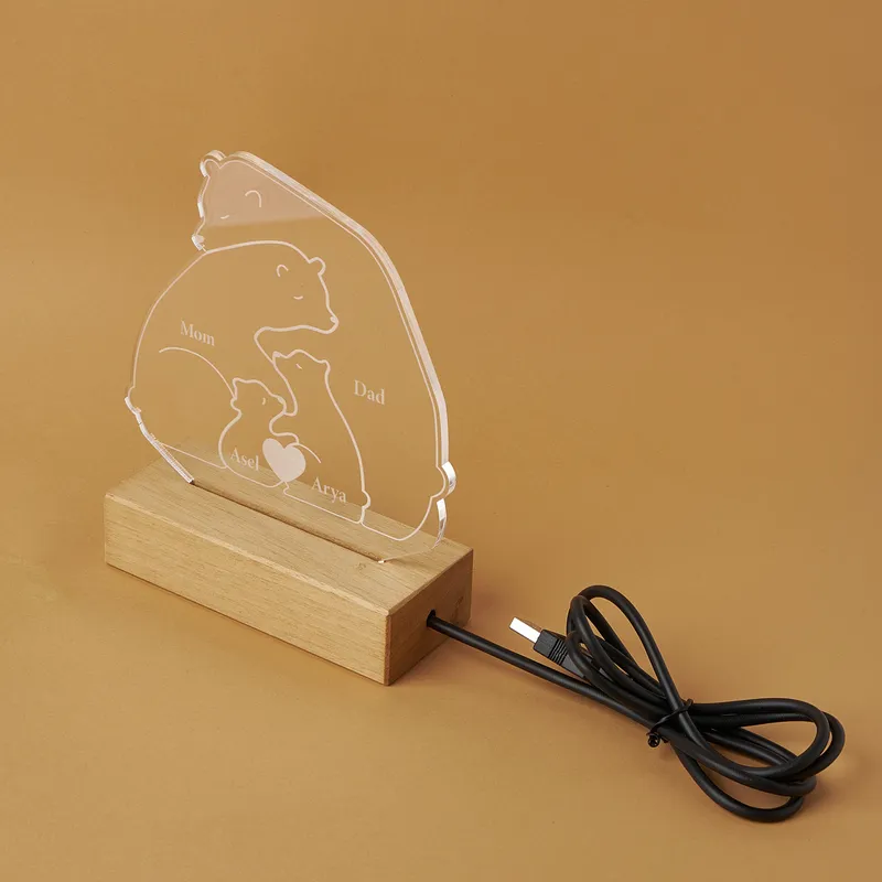 Our Bear Family Personalized LED Night Light