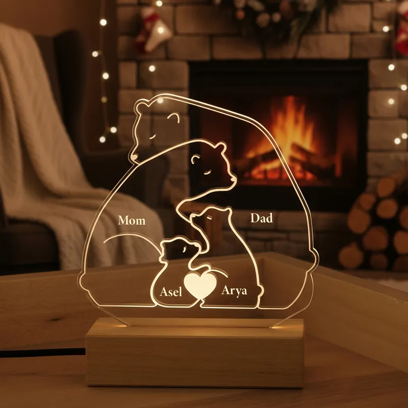 Our Bear Family Personalized LED Night Light