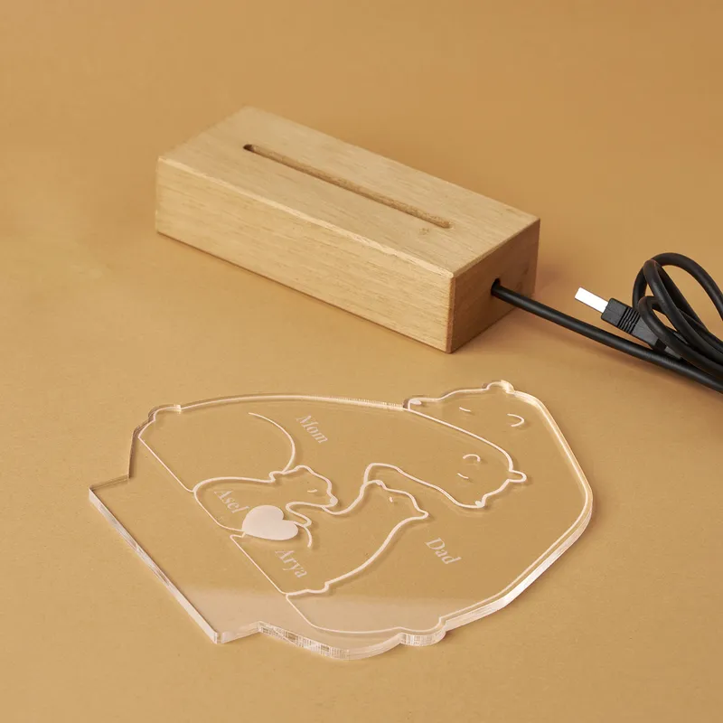 Our Bear Family Personalized LED Night Light