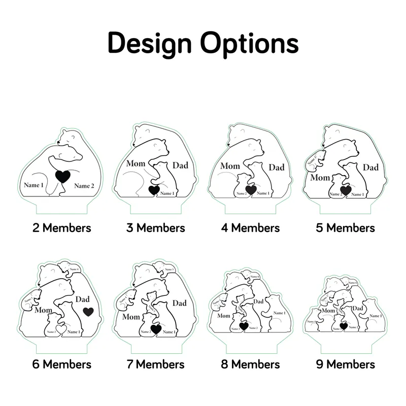 Our Bear Family Personalized LED Night Light