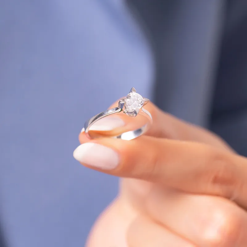 Oval Solitaire 925 Sterling Silver Ring for Her