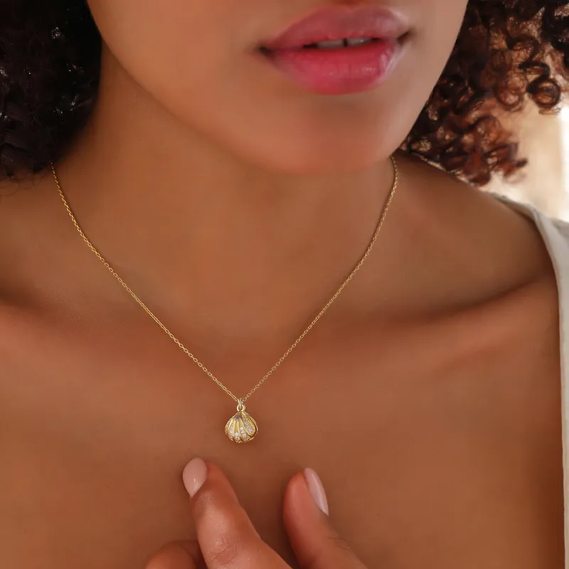 Elegant Gold Plated Oyster Pearl Necklace for Her