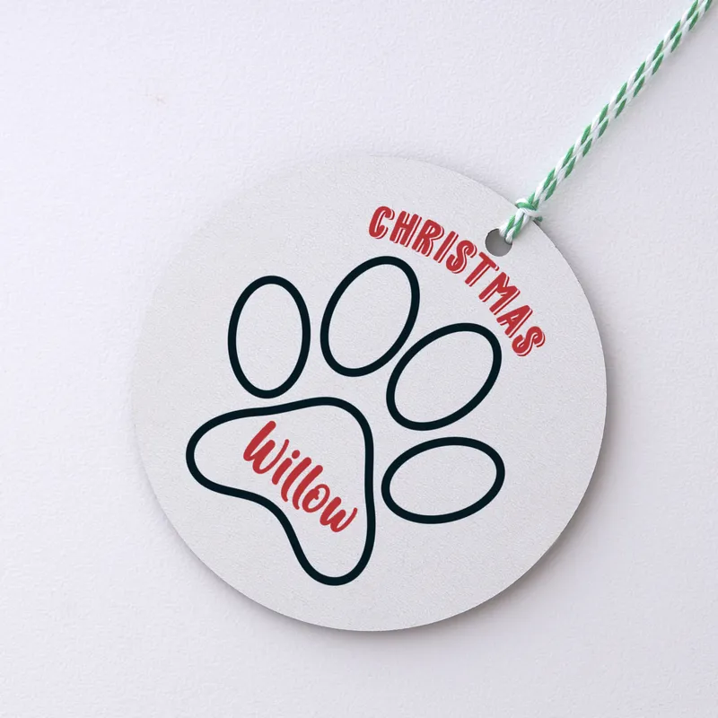 Personalised Paw Print Christmas Ornament for Pet Lovers