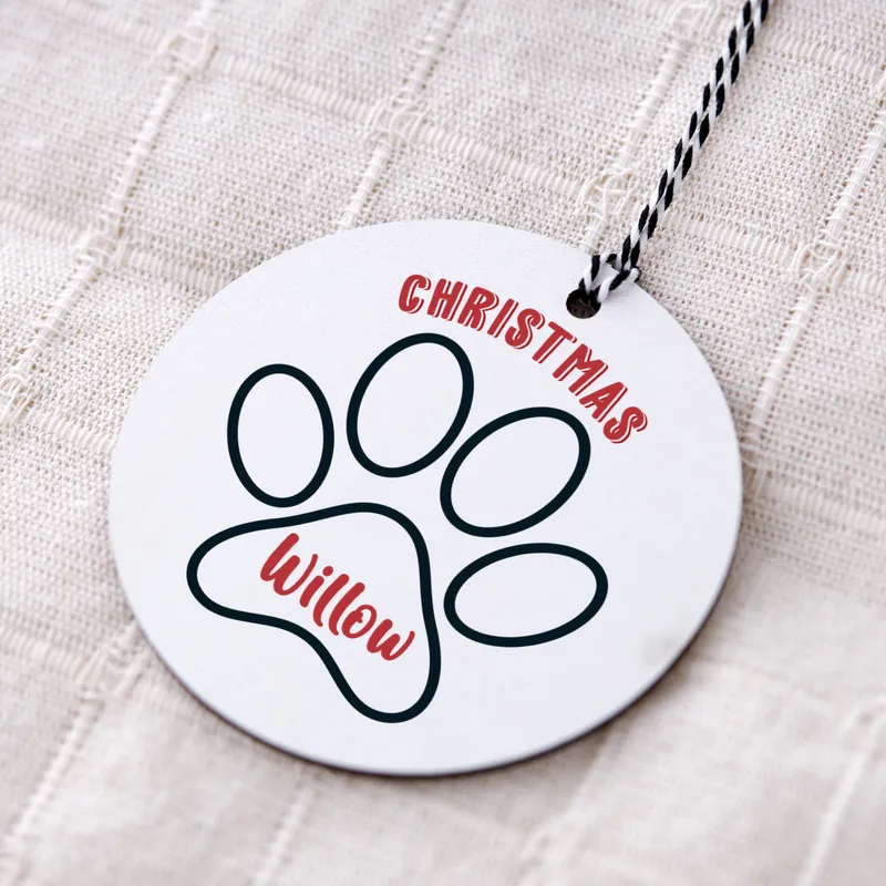 Personalised Paw Print Christmas Ornament for Pet Lovers
