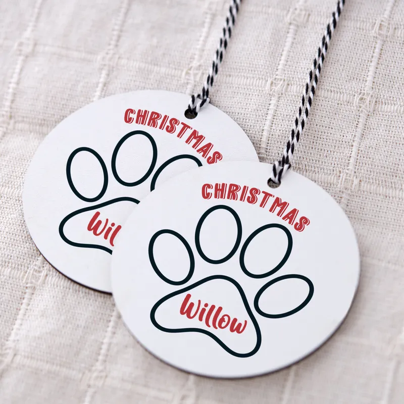 Personalised Paw Print Christmas Ornament for Pet Lovers