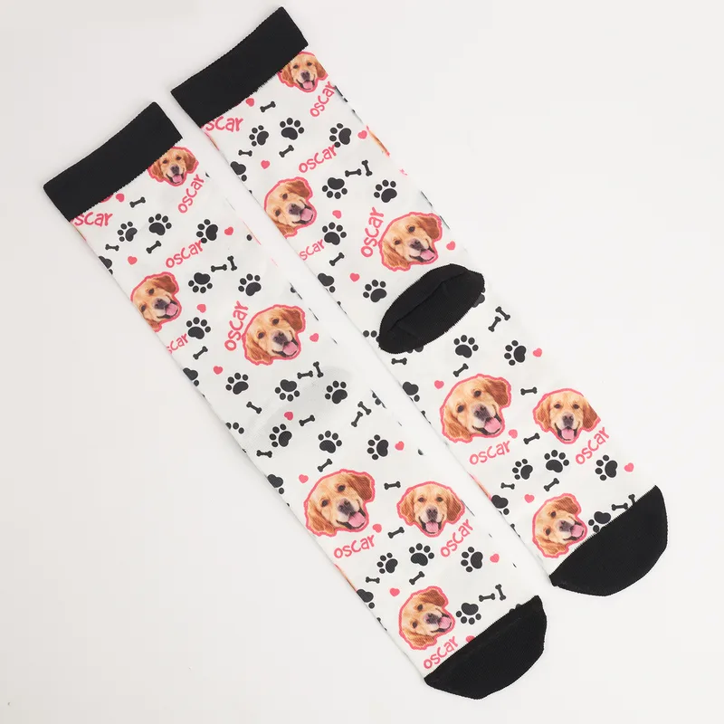 Paw Heart Bone Design Personalized Dog Socks as Pet Lover Gifts