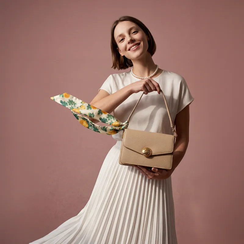 Pearl Necklace Scarf with 3 Interchangeable