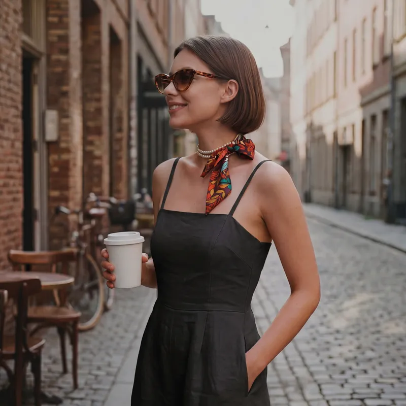 Pearl Necklace Scarf with 3 Interchangeable