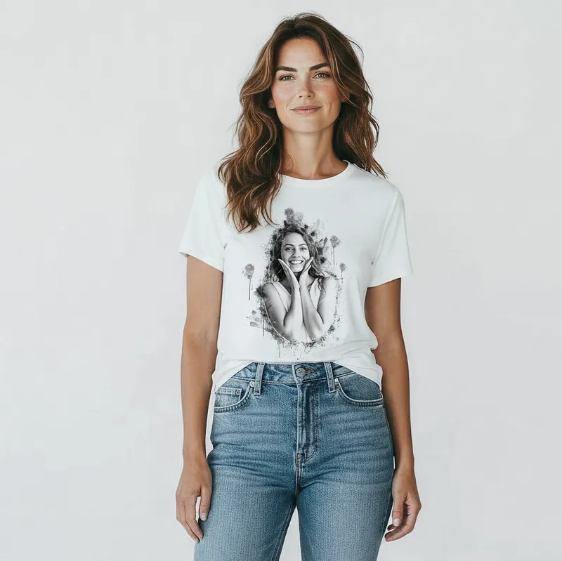 Personalised Pencil Sketch Photo T-Shirt for Special Occasions